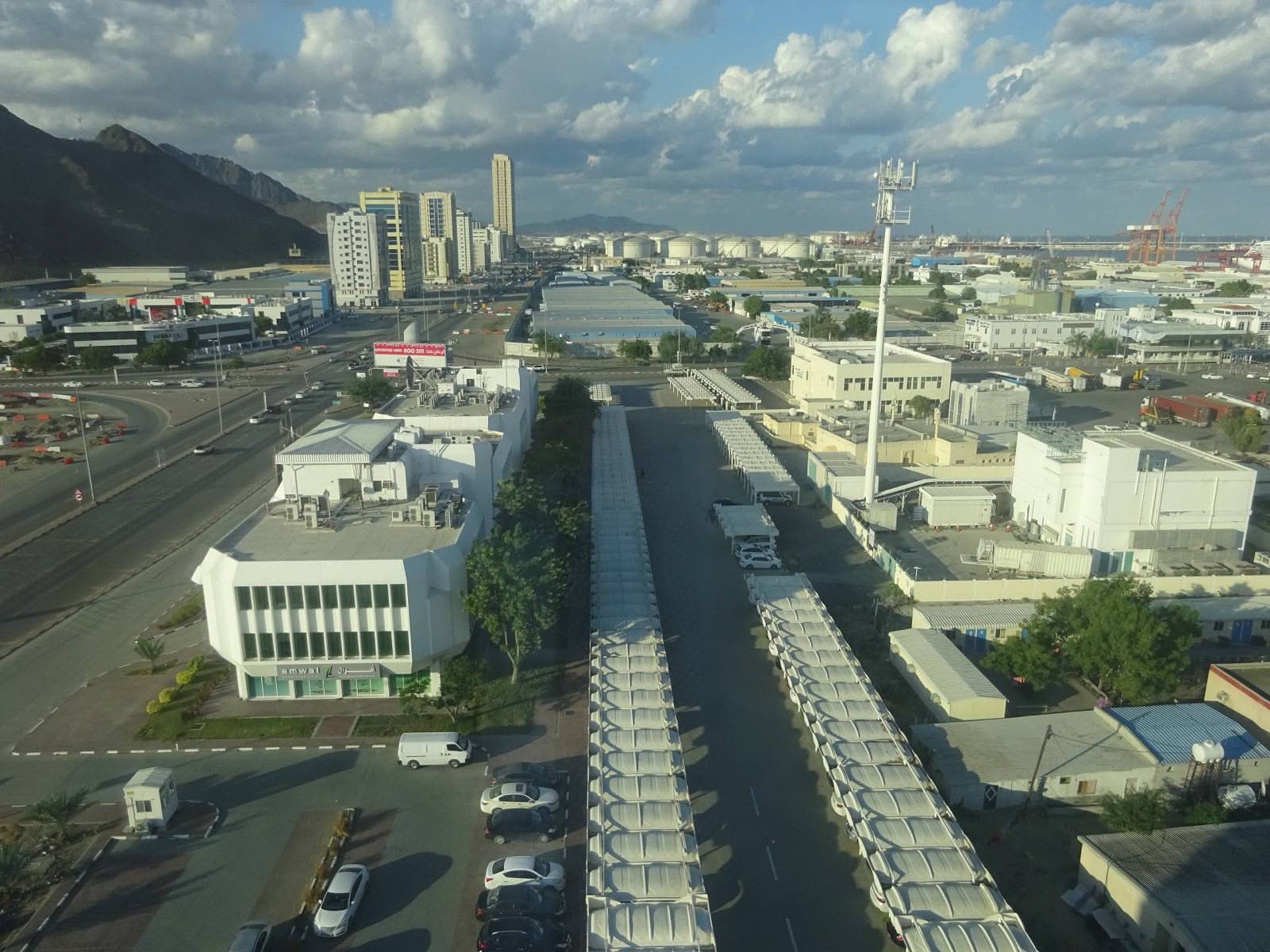 Fujairah city, with the container port beyond